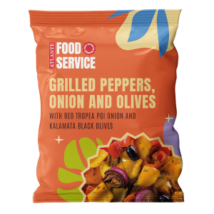 Product image Grilled peppers - with red tropea pgi onion and kalamata black olives